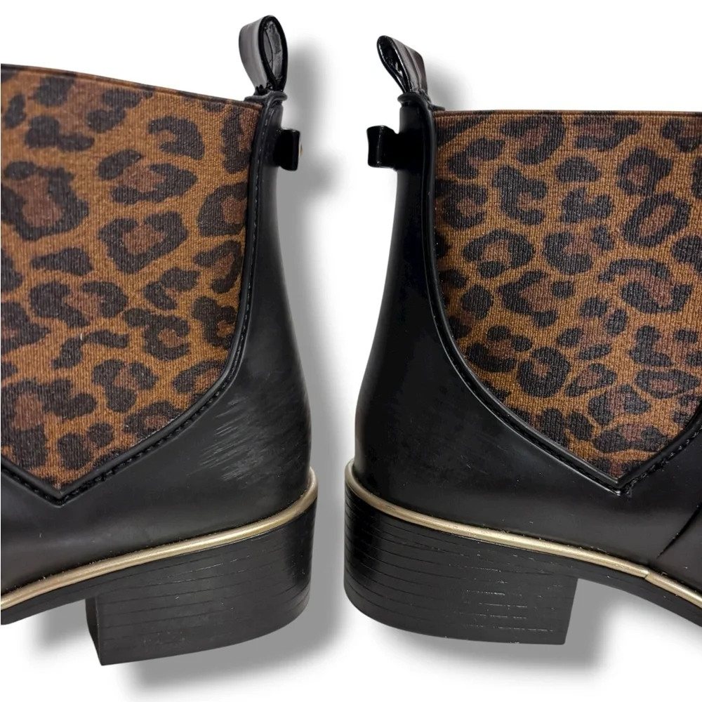 KATE SPADE Sedgewick Domina Chelsea Rain Boots Leopard Print Accent Size 6/7